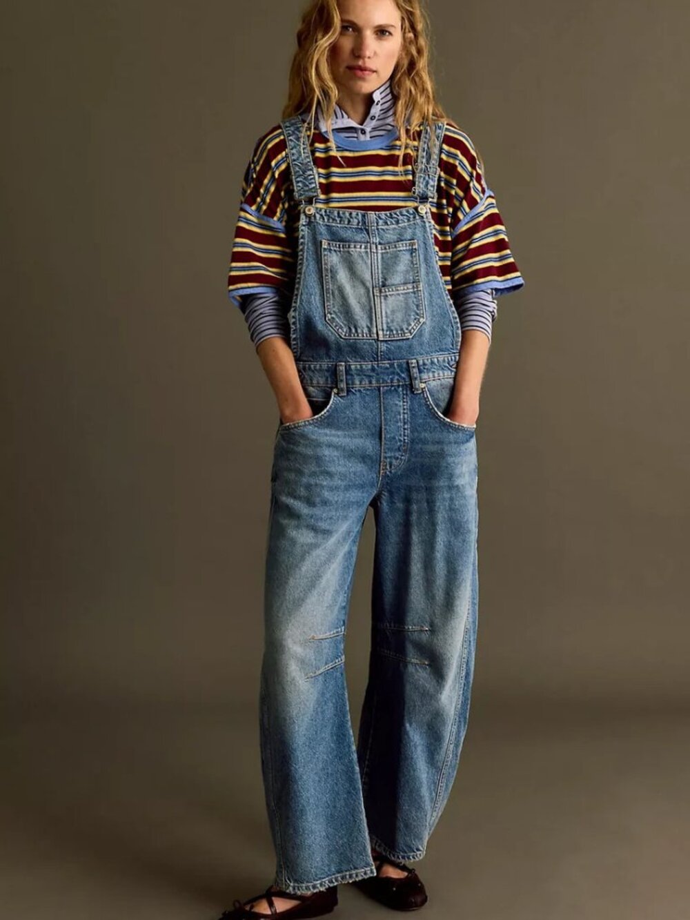 FREE PEOPLE good luck barrel overalls (M)